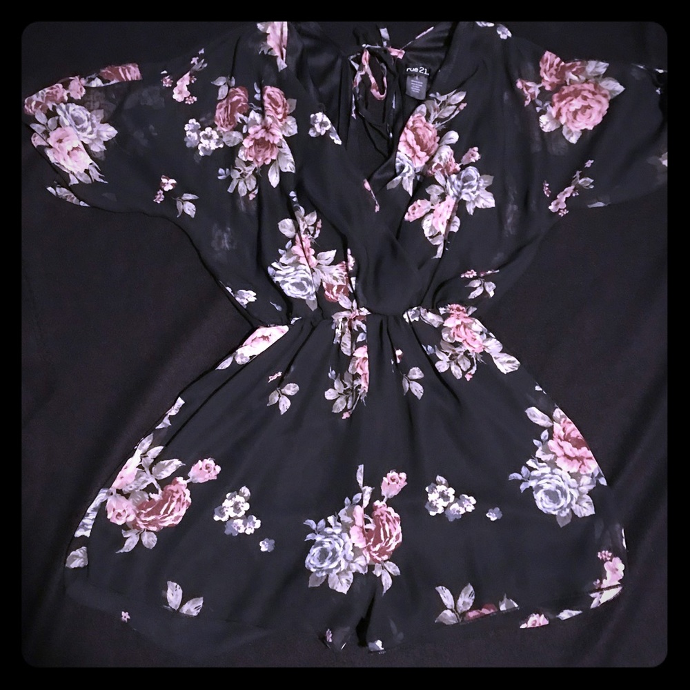 Black floral romper